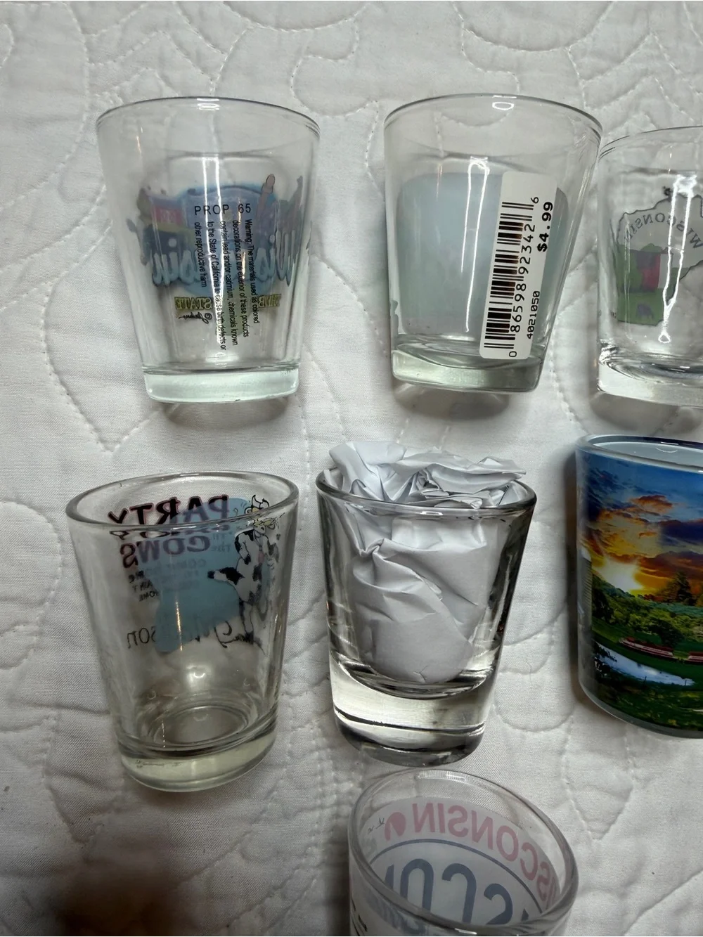 Wisconsin Souvenir Shot Glass Lot - Colorful State Designs